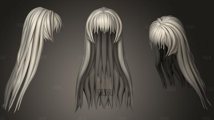 Stylized Hair 437 stl model for CNC